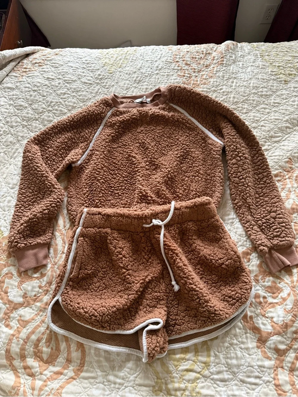 Madden Girl Plush Sherpa Pullover in Camel Brown